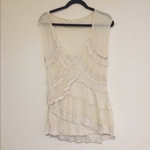 Anthropologie White Ruffle Tank